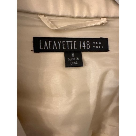 Lafayettte 148 Beige Belted Blazer Single Breasted Jacket Collared Pockets Size - Picture 2 of 6